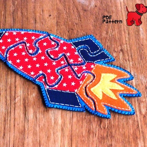 Rocket PDF Sewing Pattern 5 piece Jigsaw Puzzle