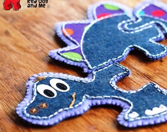 Stegosaurus Dinosaur Jigsaw Puzzle PDF. 5-Piece Toy Sewing Pattern