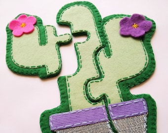 Cactus PDF Sewing Pattern 3 piece Jigsaw Puzzle Felt Toy Soft Toy Baby Sewing Pattern Quiet Book Kids Toys