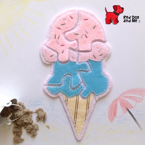 Ice Cream Felt Food PDF Pattern. 5-Piece Jigsaw Puzzle Soft Toy
