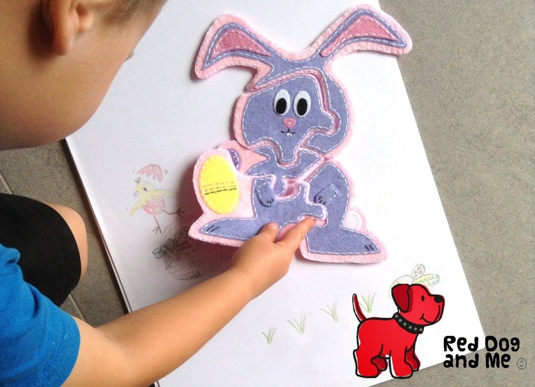 Easter Bunny Rabbit PDF Sewing Pattern Felt 5 Piece Jigsaw Puzzle - Etsy