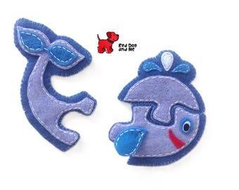 Whale PDF Sewing Pattern 3 Piece Felt Toy Jigsaw Puzzle