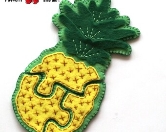 Create a Felt Pineapple Jigsaw Puzzle. Easy PDF Sewing Pattern for Felt Play Food