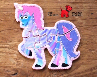 Unicorn PDF Toy Sewing Pattern 5 piece Jigsaw Puzzle