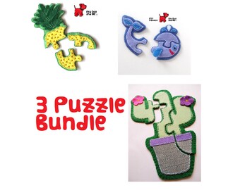 Soft Toy Puzzle PDF Sewing Patterns: Cactus, Pineapple, Whale Bundle (3 Patterns)