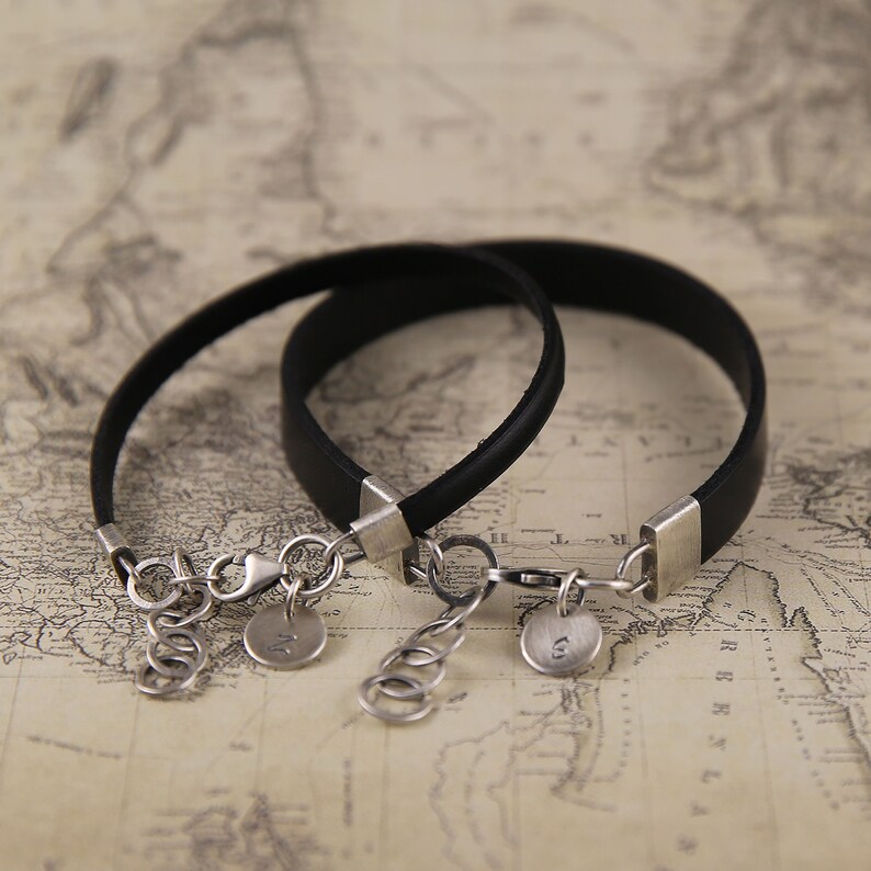 His and Her Bracelets Leather Bracelets Sterling Silver Etsy Sweden