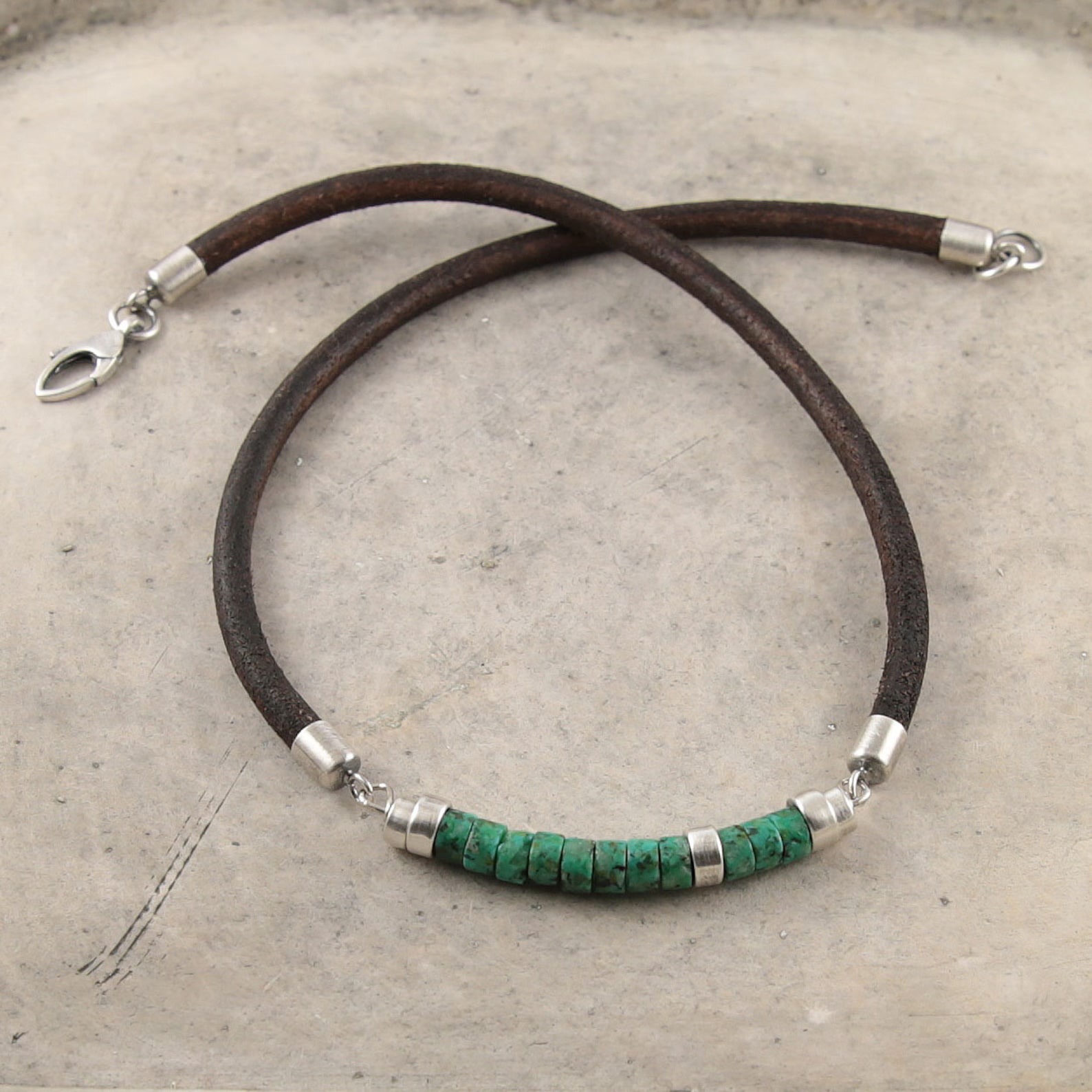 Turquoise Necklace Mens Necklace Leather Necklace Etsy Australia