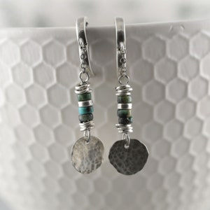 Turquoise earrings. Romantic earrings. Sterling silver and natural turquoise stone earrings. Boho earrings for women. Christmas gifts image 2