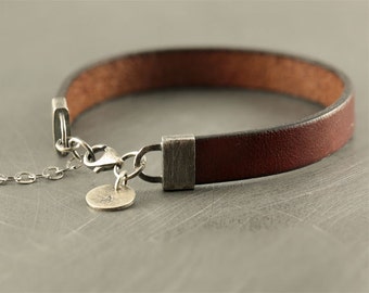 Pulseira masculina, pulseira de couro, pulseira personalizada, presente de dia dos namorados para ele, joias masculinas, pulseira para homem, presente para marido