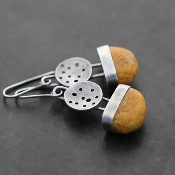 Amber earrings, metalwork earrings, sterling silver earrings, amber jewelry, metalwork jewelry, silver earrings, christmas gifts