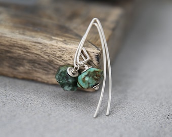 Turquoise and sterling silver earrings, cool everyday bohemian earrings for women, trending now earrings, 50th birthday gift for women