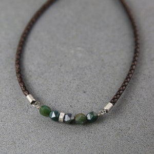 Herren Halskette Stein, Herren Halskette, Boho Halskette, Herren Halskette, Leder Halskette, Freund Geschenk, Choker Halskette für Männer, Geschenk für Männer, Geschenk für Männer