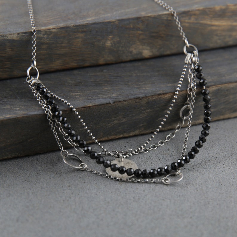 Black tourmaline necklace for women, boho necklace, tourmaline jewelry, multistrand necklace, layered necklace, Valentines day gift image 10