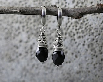 Black onyx drop earrings, sterling silver and onyx earrings, fabulous earrings, gift for mom, unique onyx earrings, classy black earring