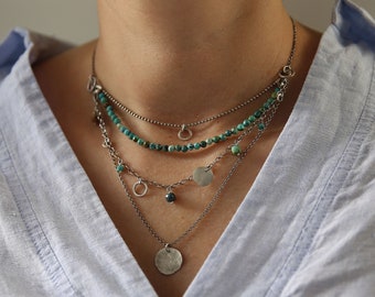 Turquoise layered necklace set for women, trending now bohemian necklace, unique necklace for best friends, Birthday gift for her