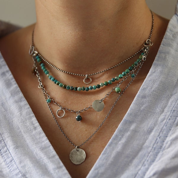 Turquoise layered necklace set for women, trending now bohemian necklace, unique necklace for best friends, Birthday gift for her