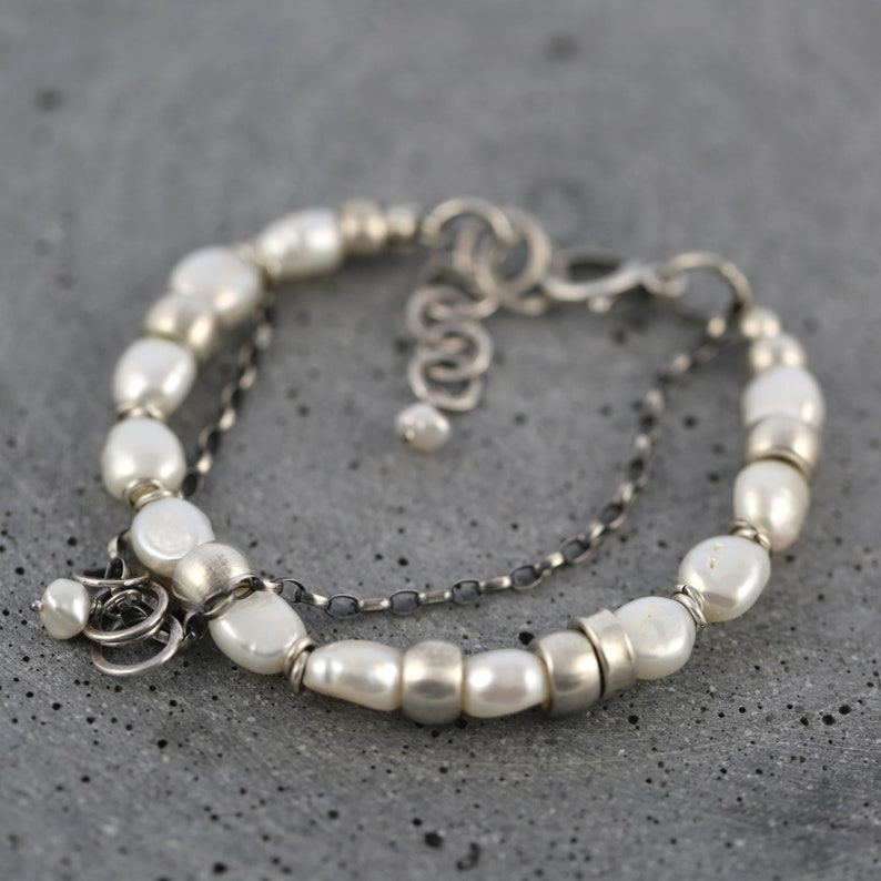 Pearl bracelet, wedding jewelry, bridesmaid jewelry, pearl jewelry, sterling silver bracelet, jewelry girlfriend gift, wedding bracelet image 6