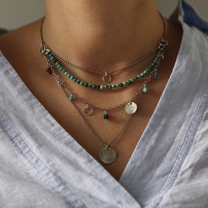 Turquoise layered necklace set for women, trending now bohemian necklace, unique necklace for best friends, Birthday gift for her image 9