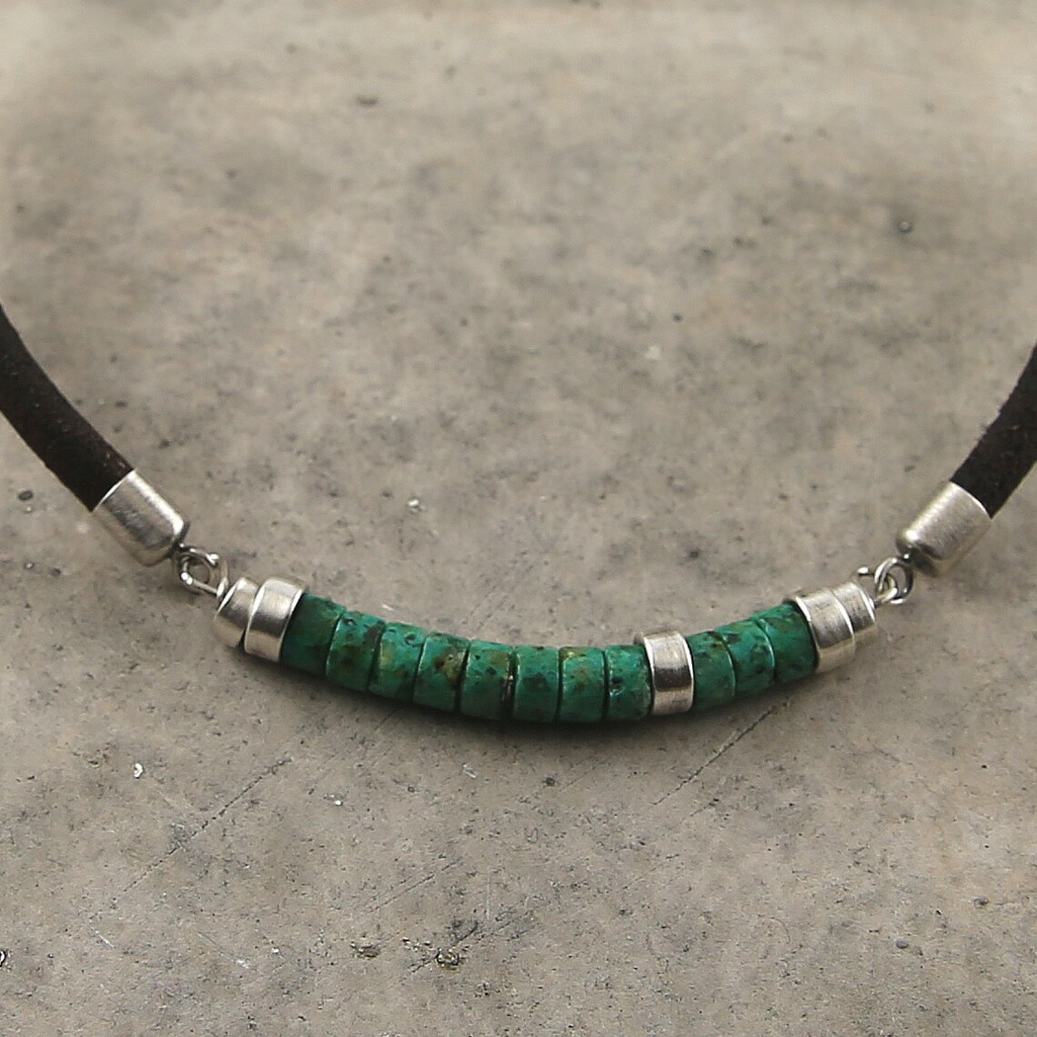 Turquoise necklace mens necklace leather necklace Etsy
