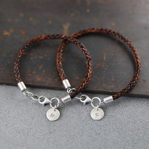 Ensemble de bracelets pour couple, bracelets en cuir assortis, bracelets en argent et en cuir, cadeau du 7e anniversaire pour homme, cadeau de la Saint-Valentin pour lui image 9