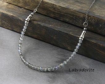 Labradorite necklace, popular right now necklaces for women, silver layered necklace for best friends, simple necklace, mothers day gift