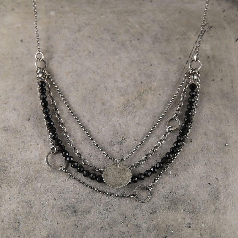 Black tourmaline necklace for women, boho necklace, tourmaline jewelry, multistrand necklace, layered necklace, Valentines day gift image 4