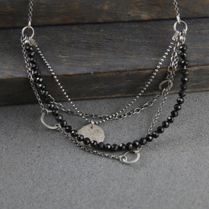 Black tourmaline necklace for women, boho necklace, tourmaline jewelry, multistrand necklace, layered necklace, Valentines day gift image 2