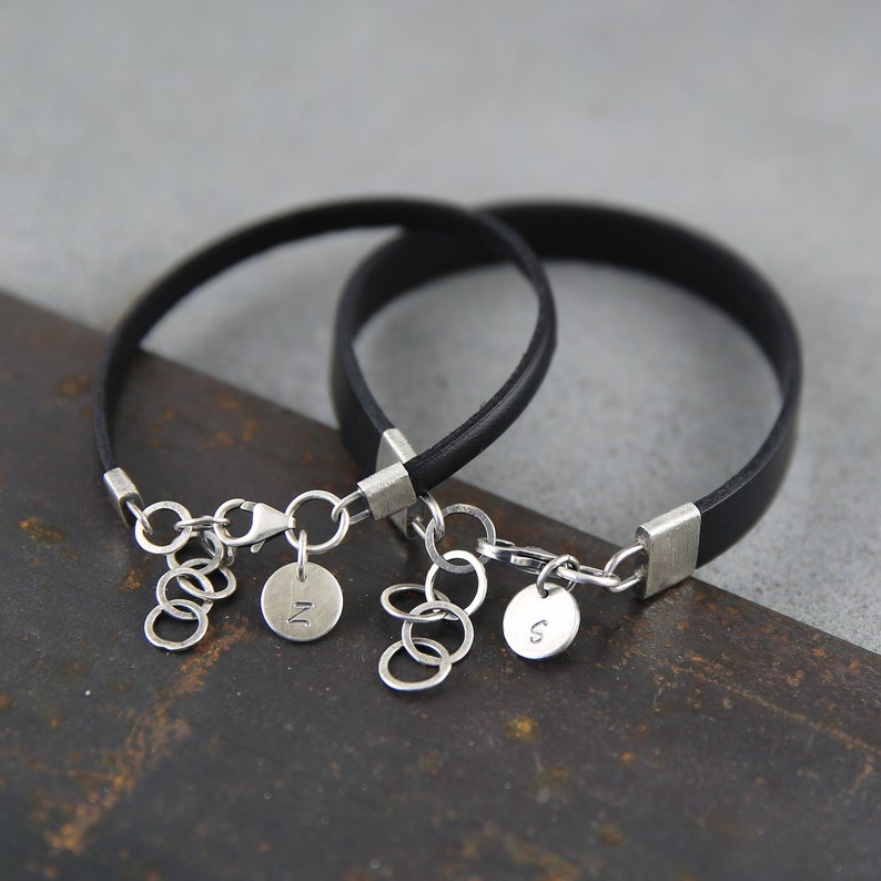 His and Her Bracelets Leather Bracelets Sterling Silver Etsy Sweden