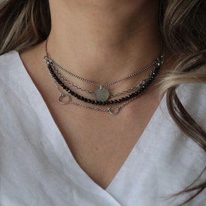 Black tourmaline necklace for women, boho necklace, tourmaline jewelry, multistrand necklace, layered necklace, Valentines day gift image 5