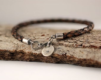 Pulseira personalizada, pulseira masculina, estampada à mão, pulseira de couro, joias masculinas, acessórios masculinos, presente para ele, pulseira para homem