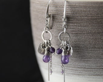 Purple stone earring, dangle earrings, purple amethyst earrings, modern womens gift, boho earrings gift for women, anniversary gift for wife