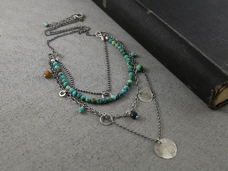 Turquoise layered necklace set for women, trending now bohemian necklace, unique necklace for best friends, Birthday gift for her image 10