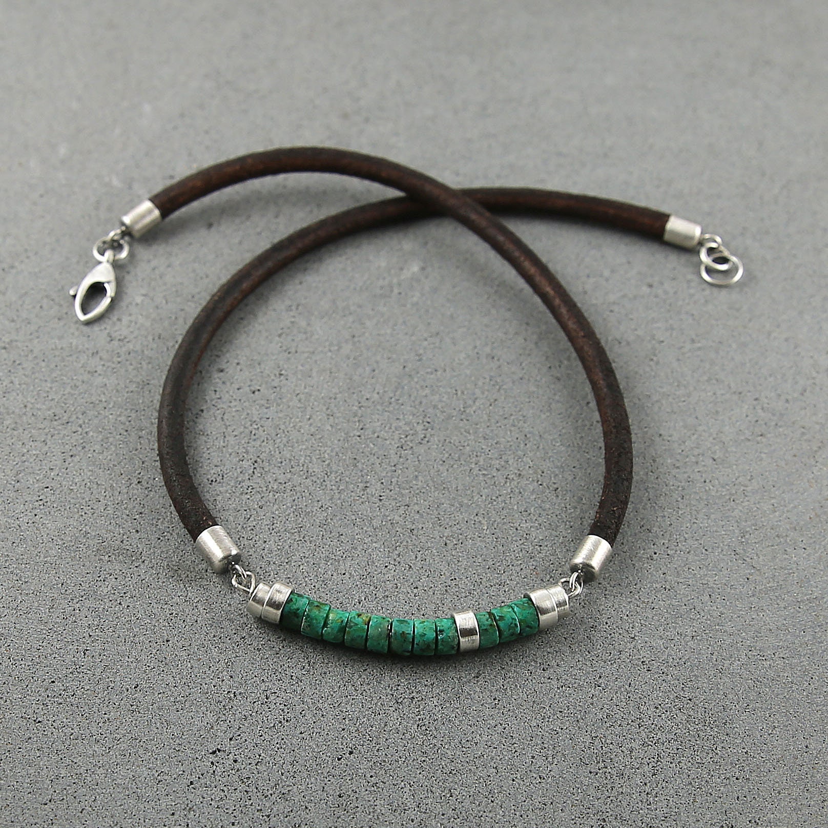 Turquoise Necklace Mens Necklace Leather Necklace Etsy Australia