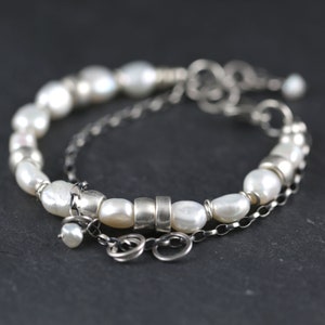 Pearl bracelet, wedding jewelry, bridesmaid jewelry, pearl jewelry, sterling silver bracelet, jewelry girlfriend gift, wedding bracelet image 1