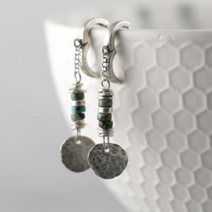 Turquoise earrings. Romantic earrings. Sterling silver and natural turquoise stone earrings. Boho earrings for women. Christmas gifts image 6