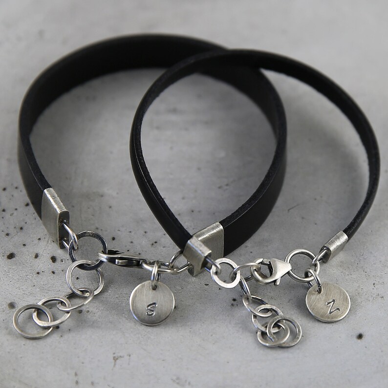 His and Her Bracelets Leather Bracelets Sterling Silver Etsy Sweden