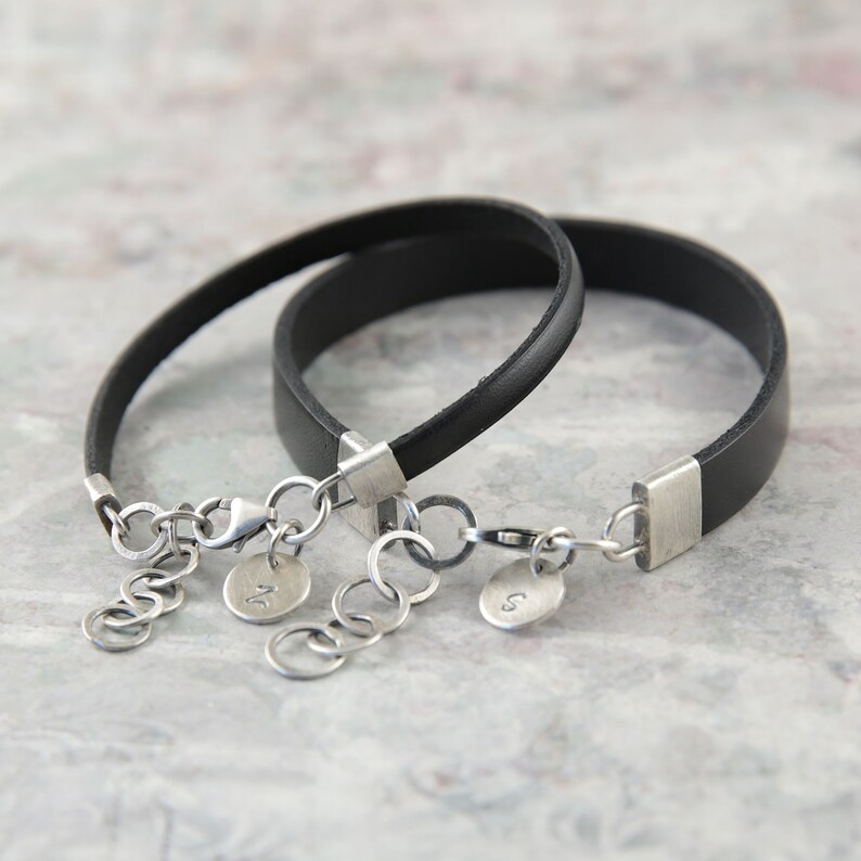 His and Her Bracelets Leather Bracelets Sterling Silver Etsy Sweden