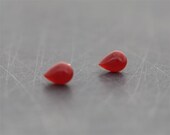Carnelian Drop Stud Earrings: Small Sterling Silver Posts