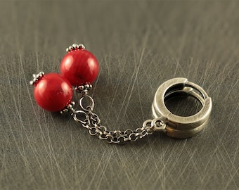 Long red earrings. Romantic earrings. Anniversary womens gift