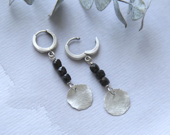 Black Tourmaline Earrings Sterling Silver Elegant Earrings Simple Boho Earring Natural Energy Black Stone Earring Hand Made Jewelry