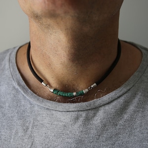 Türkis Halskette Männer, Leder Halskette, Jubiläum Geschenk für Männer, Herren Schmuck, Papa Geburtstagsgeschenk, Türkis Schmuck, Papa Geschenk