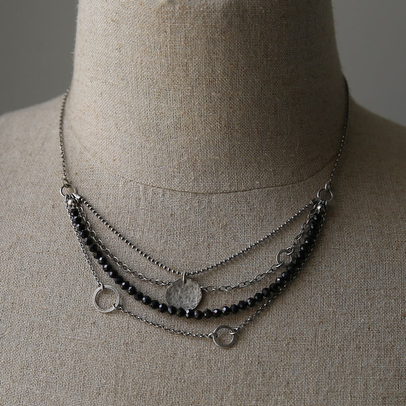 Black tourmaline necklace for women, boho necklace, tourmaline jewelry, multistrand necklace, layered necklace, Valentines day gift image 8