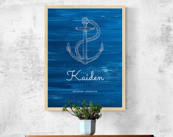 Nursery Personalized Name Anchor Print Kids Bedroom Nautical - Digital Download ONLY