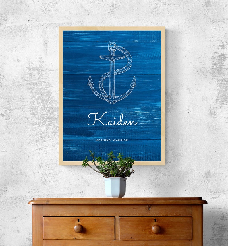 Nursery Personalized Name Anchor Print Kids Bedroom Nautical Digital Download ONLY image 1