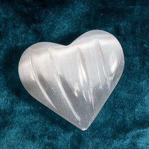 Selenite Ribbed Heart