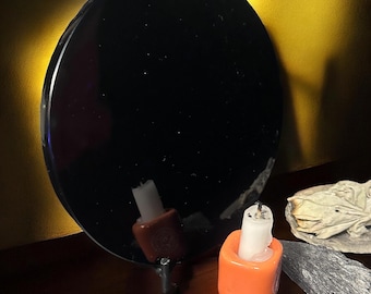 Miroir de divination en obsidienne noire de 5 po.