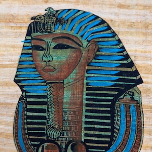 King Tutankhamun Side Profile Egyptian Papyrus