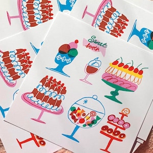 Retro Candy Shop Riso Print – Sweet Treats Art, 20x20 cm