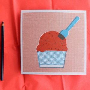 square 20x20 cm print Italian gelato Retro style ice-cream illustration print