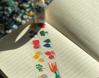 washi tape fruits & veggies • farmers market • original illustration